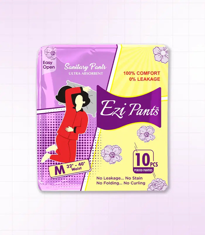 Ezi-Pants Sanitary Pants Ultra Absorbent Protection upto 12 hours - MEDIUM Waist 32in - 40in (Smart and Lightly Fatty body)