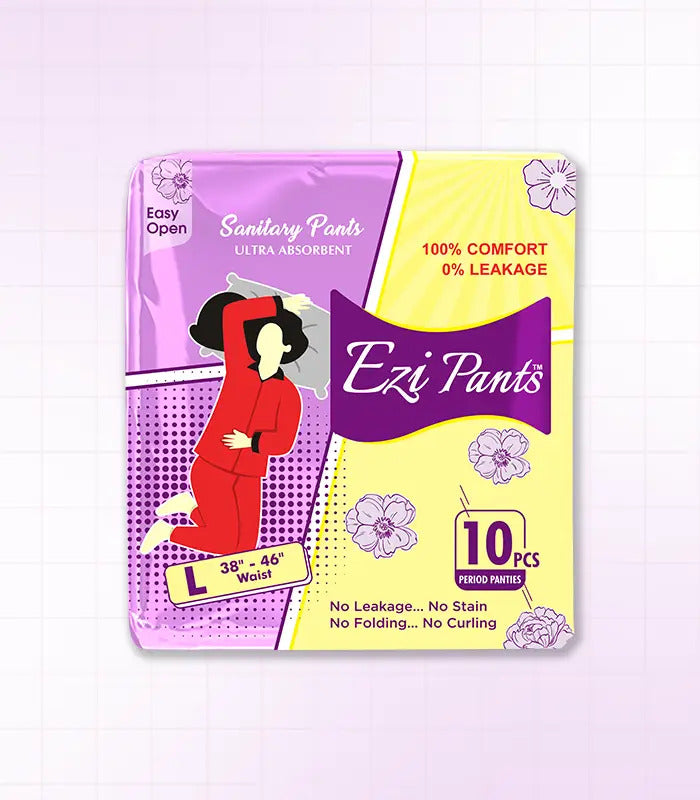 Ezi-Pants Sanitary Pants Ultra Absorbent Protection upto 12 hours - LARGE Waist 38in - 46in (For all types of Fatty Bodies)