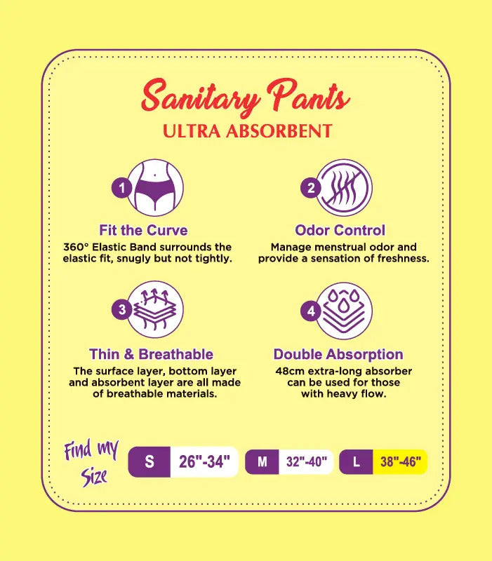 Ezi-Pants Sanitary Pants Ultra Absorbent Protection upto 12 hours - LARGE Waist 38in - 46in (For all types of Fatty Bodies)